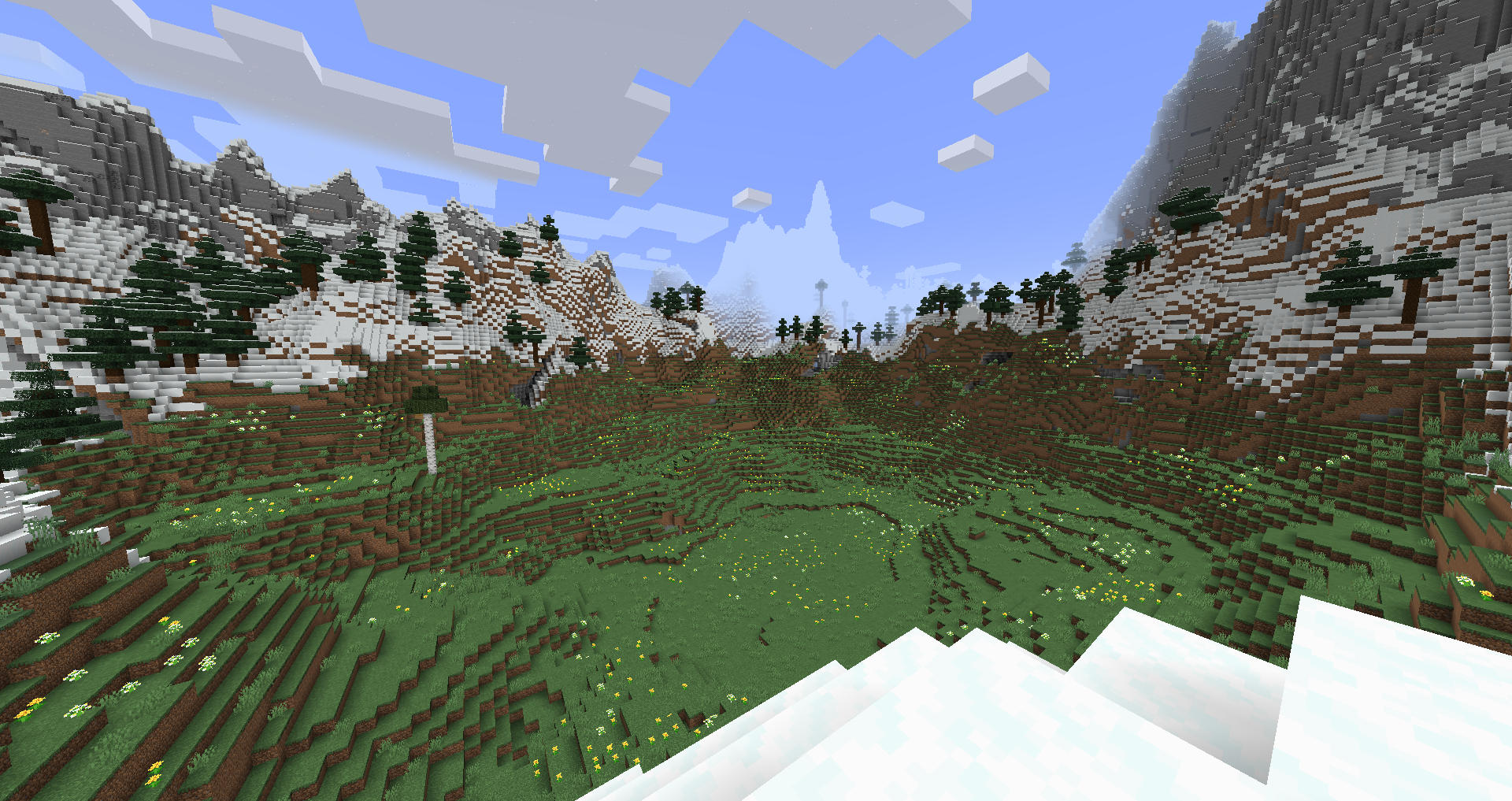 Aldea de montaña invernal oculta de Minecraft