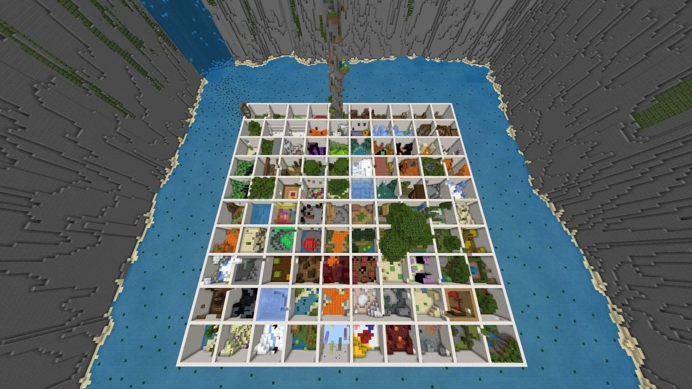 A screenshot from the map showing a sky view of each parkour level
